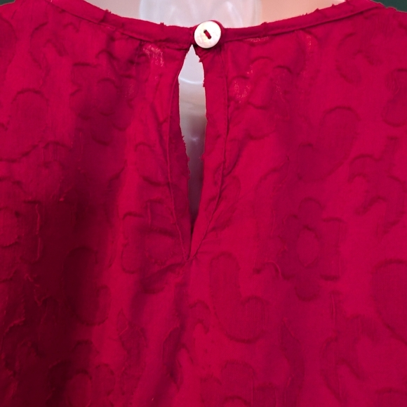 Anthropologie Red embroidered cotton blouse - Picture 4 of 7